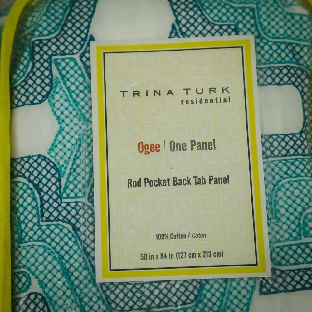 Trina Turk Embroidered Ogee Rod Pocket Back Tab Cotton 50 X 84 Curtain Panels